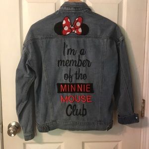 Disney Denim Jacket with Red and Black Minnie Mouse Design